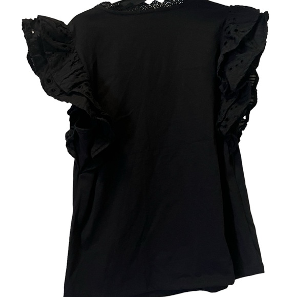 Marc New York Black Ruffle Sleeve with lace trim Shirt Top - Picture 10 of 10
